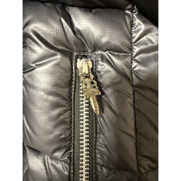 Chrome Hearts Womens Black Goose Down Puffer Jacket With Zip & Button Front Size - Picture 15 of 16